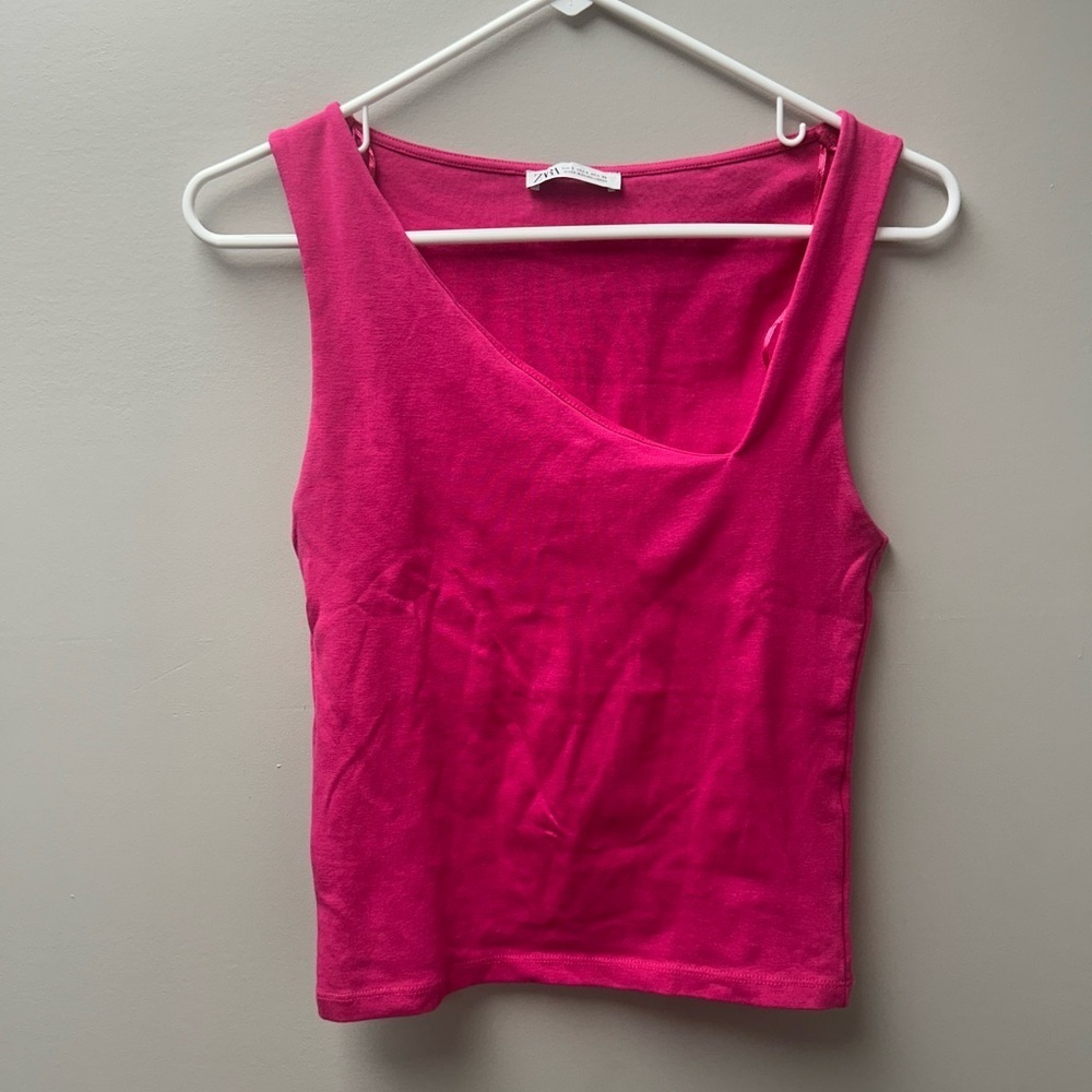 Zara Hot Pink‎ Asymmetrical Top